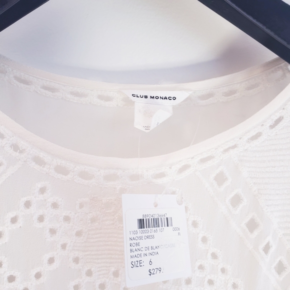 NWT CLUB MONACO Cream 100% Silk Eyelet Dress 6 S - Picture 4 of 11